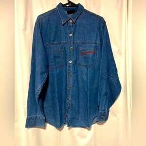Harley Davidson, blue jeans button up long sleeve LARGE NWOT